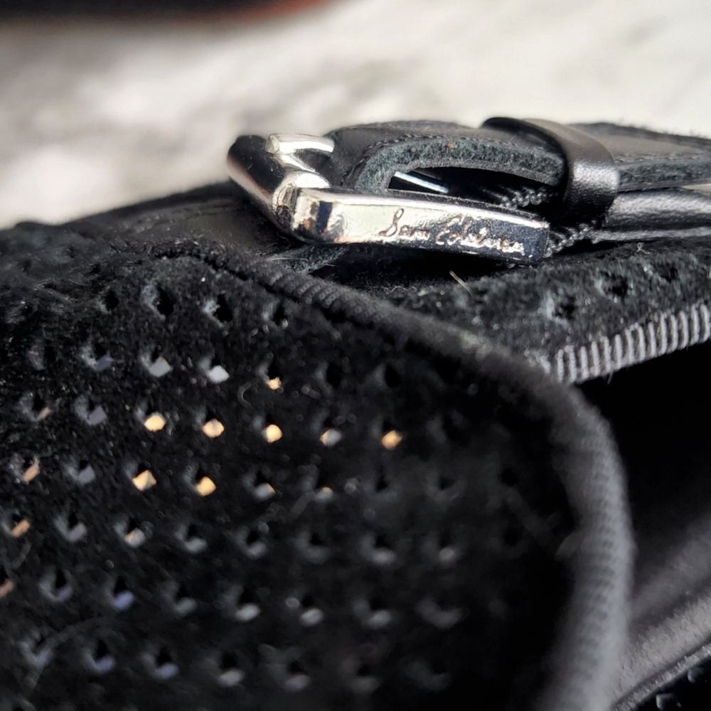 Sam Edelman Black Suede Leather Perforated Ankle Boots With Silver Buckle, Sz 7 - Picture 11 of 14
